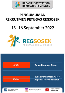 PENGUMUMAN REKRUTMEN CALON PETUGAS PENDATAAN REGSOSEK 2022